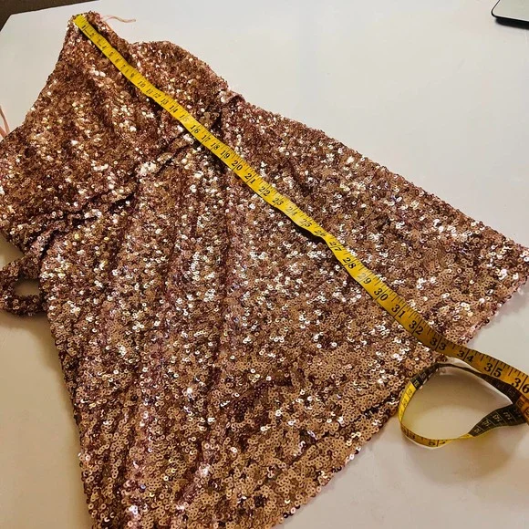 Aidan Mattox One Shoulder Sequin Tie Side Dress Size 6 - Picture 6 of 7